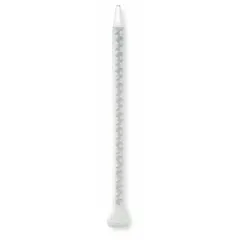 White stepped taper tip mixing nozzle for two-component adhesives and sealants. Designed for 1:1/2:1 mix ratios with a 2:1 mixing ratio. Each nozzle measures 7 1/4 inches in length. Sold in a 36-pack.