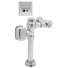 Electric-operated automatic flush valve for toilet applications. Features 1.28 gallons per flush, top spud location, and 11 1/2 in rough-in. Suitable for commercial restrooms requiring sensor-activated, touch-free flushing.