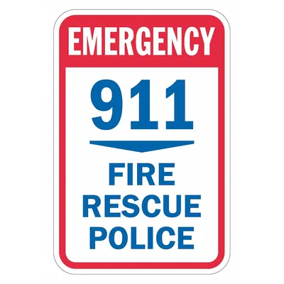 LYLE Facility Sign: Aluminum, Mounting Holes Sign Mounting - Emergency: 911, Fire, Rescue, Police Signs