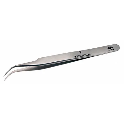 AVEN Tweezers: Titanium, Point, Curved Tip - Solder-Resistant Titanium Tweezers