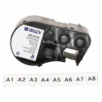 Combined Label and Ribbon Cartridge: 3/8 in, 3/8 in x 25 ft, Polyester, Black on White (MPN M4C-375-422)