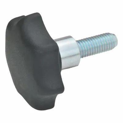 JW WINCO 7-Arm Knob with Threaded Stud, Plastic w/ SS Thread, M12-40 - 7-Arm Knobs with Threaded Stud