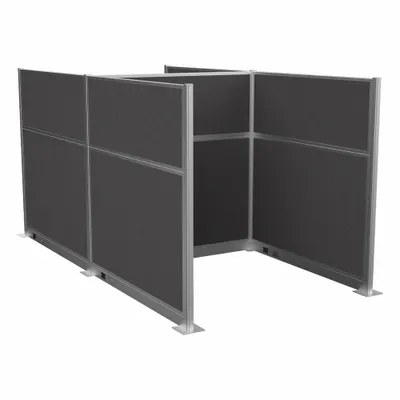 VERSARE Modular Cubicle Walls, 72 in Wd, 5 Fabric Panels, Charcoal Gray