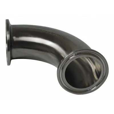 MAXPURE Sanitary Fitting Elbow: 90° Elbow, 1/2 in OD x 1/2 in OD Size, Clamp - 316 Stainless Steel Sanitary Tube Fittings