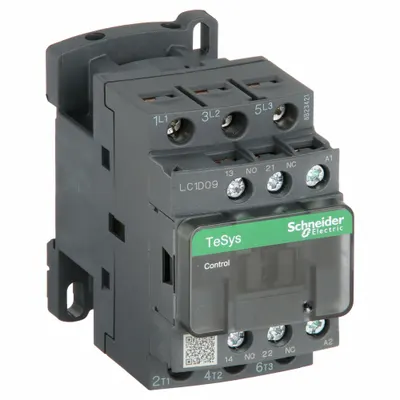 SCHNEIDER Magnetic Contactor: Non-Reversing, 3 Poles, 3NO Contacts, 9 A - Non-Reversing IEC Contactors