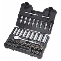 WESTWARD Socket Wrench Set: 1/2 in Drive, 37 Piece, 12-Point, SAE, 3/8 in to 1 3/8 in