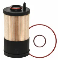 Cartridge fuel filter for diesel fuel systems. Outside diameter 4 in, inside diameter 1 5/16 in. Cellulose media. Includes three O-rings. Compatible with Western Star trucks