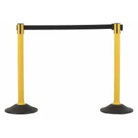Barrier Post with Belt: 38 1/2 in Post Ht, 77 in Belt Lg, Black, 2 No. of Posts, No Pattern (MPN U2055)