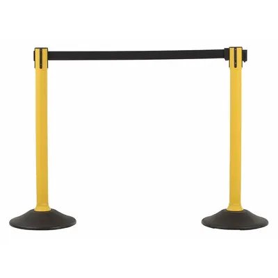 US WEIGHT Barrier Post with Belt: 38 1/2 in Post Ht, 77 in Belt Lg, Black, 2 No. of Posts - Retractable Belt Barrier Systems