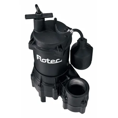 FLOTEC Sewage Ejector Pump: Plastic, Single Phase, 2/5 hp, 115V AC - General Purpose Sewage Ejector Pumps