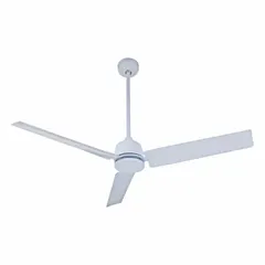 This Dayton industrial ceiling fan operates on 120V AC single-phase power at 0.53 A. It features a 56-inch blade diameter and six speeds for adjustable airflow. The fan is finished in white and does not include a light kit. Suitable for use in large commercial and warehouse spaces to improve air circulation.