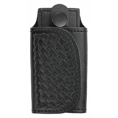 HEROS PRIDE Key Holder: Black, Leather, Basket Weave, 4 1/2 in x 65 mm - Key Holders & Pouches