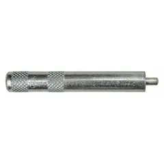 Steel setting tool with plain finish and female threaded design for installing #8 compatible caulk-in anchors. Used to seat anchors into concrete or masonry for secure fastening in construction and mechanical applications.