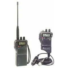 Handheld CB radio operating in the 26 to 27 MHz frequency band with a built-in antenna. Designed for short-range two-way voice communication in mobile or portable applications, commonly used by truck drivers, off-road enthusiasts, and industrial site personnel.