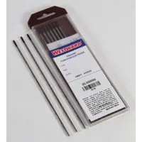 Zirconiated tungsten electrodes with AWS classification EWZr-.03, color-coded brown. Each electrode measures 5/32 in diameter and 7 in length. Designed for AC welding current, commonly used in TIG welding of aluminum and magnesium alloys