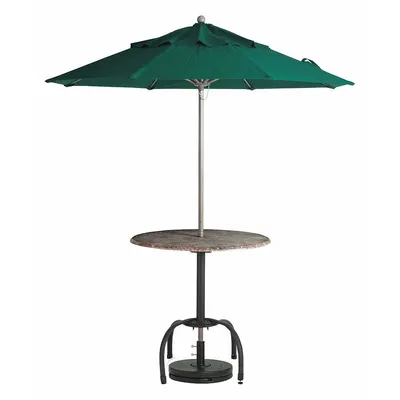 GROSFILLEX Round Umbrella, Forest Green, 9 ft Dia, Aluminum Pole, Pull Chain - Round Umbrellas