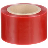 Hand-grade anti-static stretch wrap for securing and stabilizing pallet loads. 80 ga gauge, 3 in width, 2-side, red. Includes reusable dispenser. 18-pack