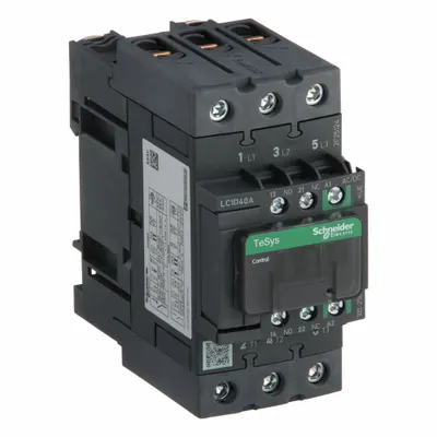 SCHNEIDER Magnetic Contactor: Non-Reversing, 3 Poles, 3NO Contacts, 40 A - Non-Reversing IEC Contactors
