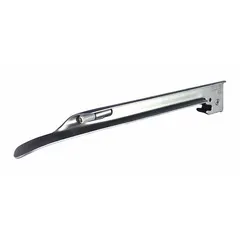 Disposable stainless steel Miller laryngoscope blade, size 3, with standard illumination and included LED bulb. Overall length 8 in, width 7/8 in, silver finish. Used for direct laryngoscopy during endotracheal intubation.