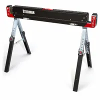 STEELMAN Adjustable Folding Sawhorse: Adj Ht, Steel, 42 in Overall Wd (MPN 67104-G)