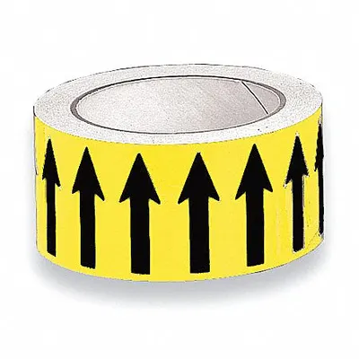 HARRIS INDUSTRIES Banding Tape: Yellow, Black, 2 in Wd, 54 ft Roll Lg, Vinyl, 2 in Roll Wd - Pipe Marker Directional Flow Arrow Banding Tape