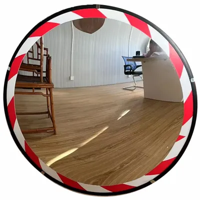 FRED SILVER Convex Mirror: Round, Acrylic with High Visibility Border, 18 in Dia, Hardboard - Round Convex Mirrors