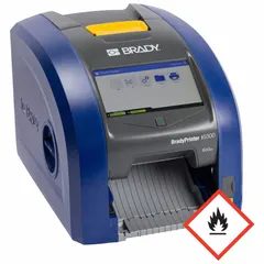 PC connected or standalone single-color printer for producing GHS-compliant labels. Includes Brady Workstation GHS Labels Software Suite and cleaning kit. Suitable for chemical container labeling and workplace hazard communication in industrial facilities.