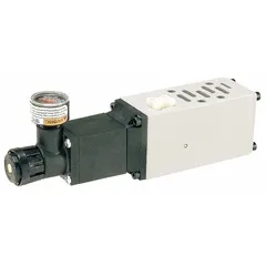 This Parker-manufactured compressed air regulator is designed for integration into Speedaire sandwich manifolds. It provides adjustable pressure regulation from 5 psi to 125 psi with a maximum operating temperature of 120°F. Suitable for use in pneumatic systems requiring precise air pressure control.
