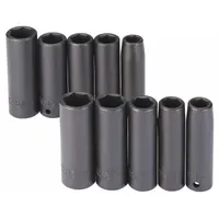 PROTO Impact Socket Set: 1/2 in Drive Size, Small Set (0-50 pieces) Set Size, 10 Pieces, Black Oxide (MPN J74201)