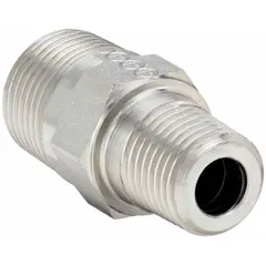 This steel straight pipe fitting is designed for hydraulic systems requiring extreme-pressure performance up to 6000 psi. It connects tubing in high-pressure fluid power applications, such as industrial machinery and mobile equipment, where leak-free connections are critical.