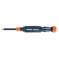 MEGAPRO Multi-Bit Screwdriver: Phillips/Slotted/Spanner/Torx Tip, 14 Tips, 8 1/2 in Overall Lg (MPN 151ELEV-CH/OR-B)
