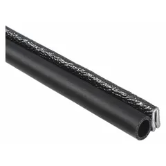 PVC outer with EPDM bulb, 3/8 in leg length, single-tongue grip. Bulb on opposite side. UL50E listed. Used to seal panel edges in enclosures, cabinets, and industrial equipment.