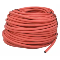 This nitrile bulk push-on air hose features a carboxylated nitrile cover for abrasion and oil resistance. With a 1/2 inch inside diameter and a maximum working pressure of 400 psi at 70°F, it is suitable for pneumatic systems requiring push-on fittings in industrial and automotive applications.