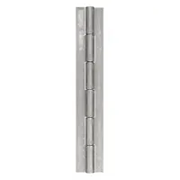 This steel piano hinge features a full surface-mount design with a 96-inch leaf height and 2-inch leaf width. It provides continuous support for doors, lids, and panels in cabinets, enclosures, and workstations, ensuring uniform load distribution along the entire length