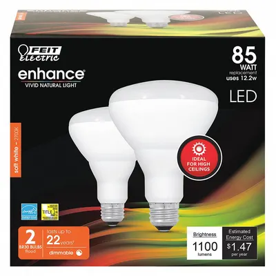 FEIT ELECTRIC Compact LED Bulb: LED, BR30, Medium Screw (E26), 12.2 W Watt, 2700K, Frosted - Bulged Reflector (BR) Lamps