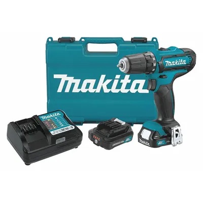 MAKITA Drill Kit: CXT, Compact, 3/8 in Chuck, 1,700 RPM Max., Brushed, Battery Included - Makita Cordless Pistol-Grip Drills