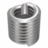Screw-locking tanged helical insert for repairing or reinforcing threads in metal components. Made from 18-8 stainless steel with plain finish, M5-0.80 coarse thread, and right-hand direction. Requires 5.2mm drill bit and M5-0.80 STI tap. Tensile strength 200,000 to 250,000 psi. Supplied in pack of 100