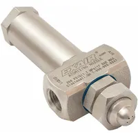 This internal mix air-atomizing spray nozzle combines air and liquid inside the nozzle to produce a fine, wide-angle round spray pattern. It has a flow rate of 0.3 scfm and a 1/4 in FNPT connection. Constructed from stainless steel, it is suitable for precision liquid atomization in industrial coating, humidification, and cooling applications