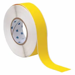 Polyimide wraparound label roll for permanent wire identification. Black printing on yellow background provides high contrast. Designed for 28 AWG to 20 AWG wire gauge. Compatible with i5100 printer series; requires R4307 ribbon.