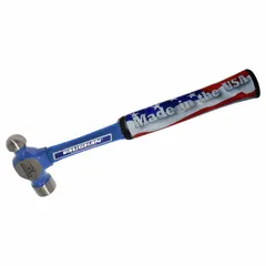 Standard ball-peen hammer with a 12 oz steel head, 1 in face diameter, and 13 in overall length. Features a textured grip for secure handling. Used for general striking tasks in metalworking, such as shaping metal, rounding edges, and striking chisels or punches.