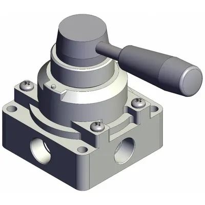 SMC Hand Valve: VH Series, Lever Actuator, 3/8 in BSPT, Side-Ported Body - VH Series Manual Air Control Valves