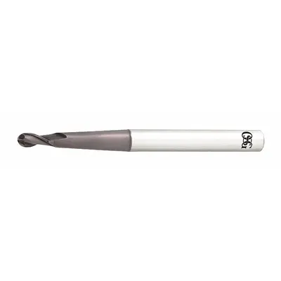 OSG Ball End Mill: Carbide, TiAlN Coated, 2 Flute, 10 mm Mill Dia, 18 mm LOC - Pencil-Neck Carbide Ball End Mills for Stainless Steel & Super Alloys