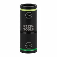 KLEIN TOOLS Flip Impact Socket: 1/4 in, 1/2 in Drive Size, SAE, 13/16 in/3/4 in Socket Size, 6-Point (MPN 66074)