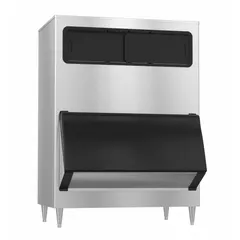 This ice bin provides 304 lb storage capacity for commercial ice machines. Constructed with a bottom-hinged stainless steel door, it measures 66 inches high, 48 inches wide, and 41 inches deep. Suitable for foodservice and hospitality settings where bulk ice storage is required.