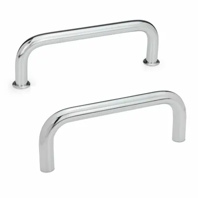 JW WINCO Pull Handle: Threaded Holes, Steel, Silver, 9.25 in Mounting Hole Center to Center - Load-Rated Standard "U" Pull Handles