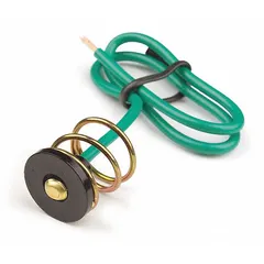 Single-wire pigtail with 18 AWG heavy-gauge thermoplastic wire and brass contacts, terminals, and flags. Features a 12-inch wire length and one blunt-cut connector for 5/8-inch sockets. Used for connecting sockets in vehicle lighting or electrical systems during maintenance or repair.