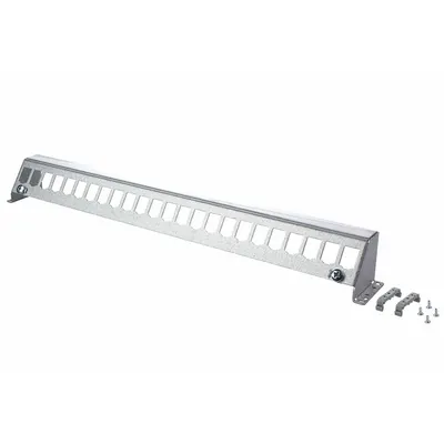 METZ CONNECT Patch Panel: Rail, Aluminum Zinc Sheet, 45° Mounting Angle, 24 Ports - Voice & Data Housings, Panels & Connector Components