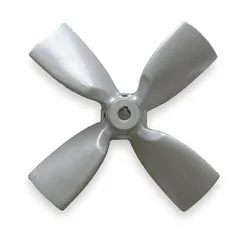 Aluminum fan propeller with 4 blades, 12-inch diameter, and 35° pitch. Designed for clockwise-facing discharge in HVAC and refrigeration air-moving applications, such as moving air across coils or through ductwork.