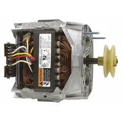 OEM washing machine motor assembly for Whirlpool washers and dryers. Drives the drum during wash and spin cycles in residential and commercial laundry equipment.