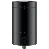 IO-Link base for Modlight70 Pro modular tower lights. Features a black housing, IP65 rating, 4-pin M12 male bottom connection, and 70 mm overall diameter. Designed for pole mounting and programmable for 7 LED modes. Used in industrial automation for visual status indication